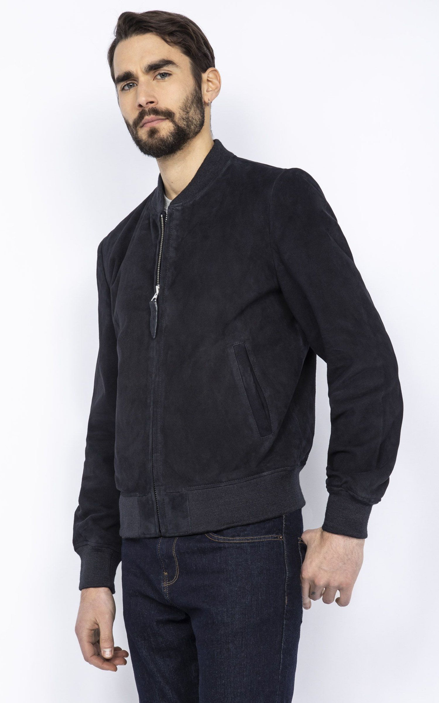 A &quot;LC300&quot; Navy Schott Blouson Homme opened photo