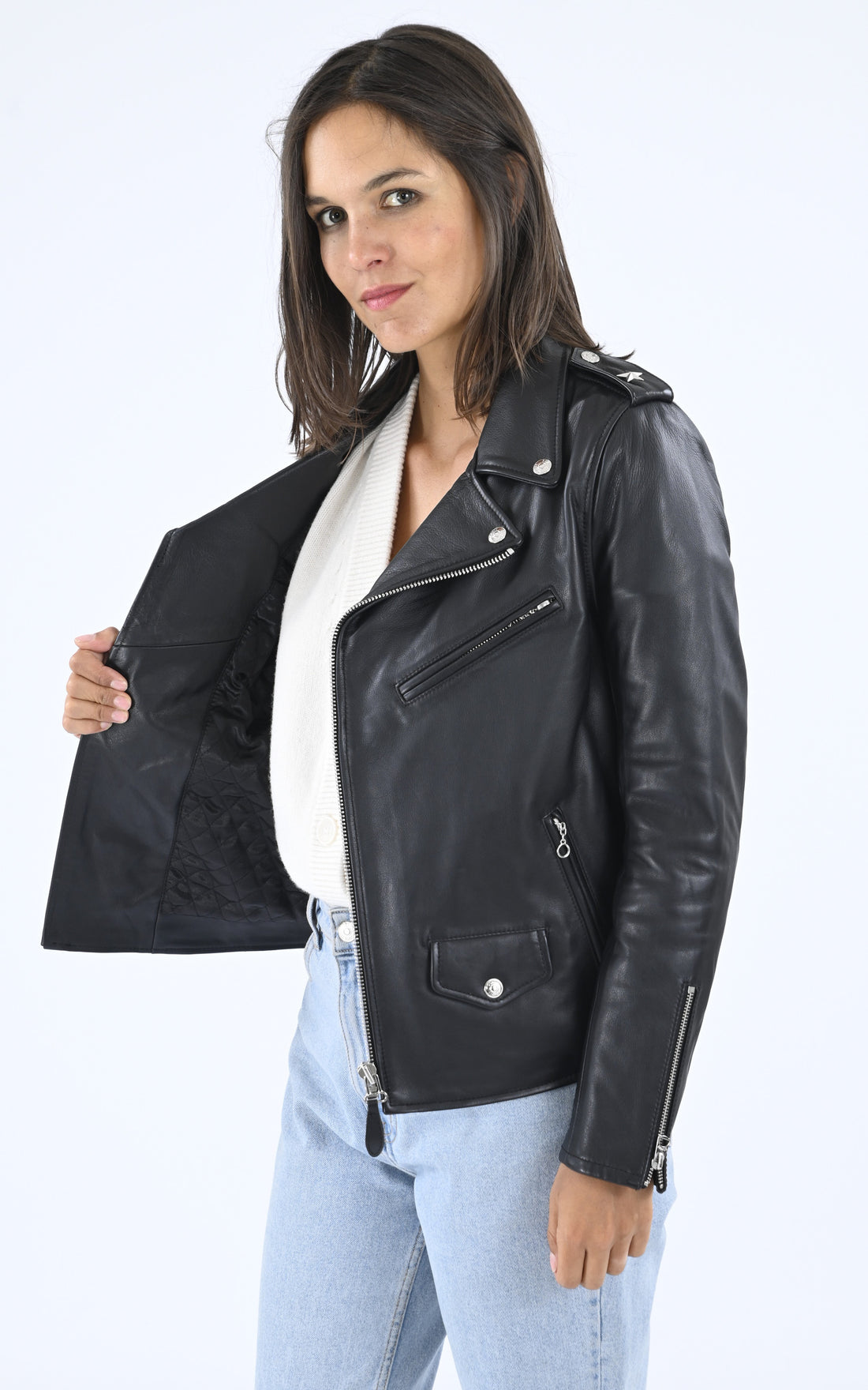A &quot;LCW 1637X&quot; Noir Schott Perfecto Femme opened photo