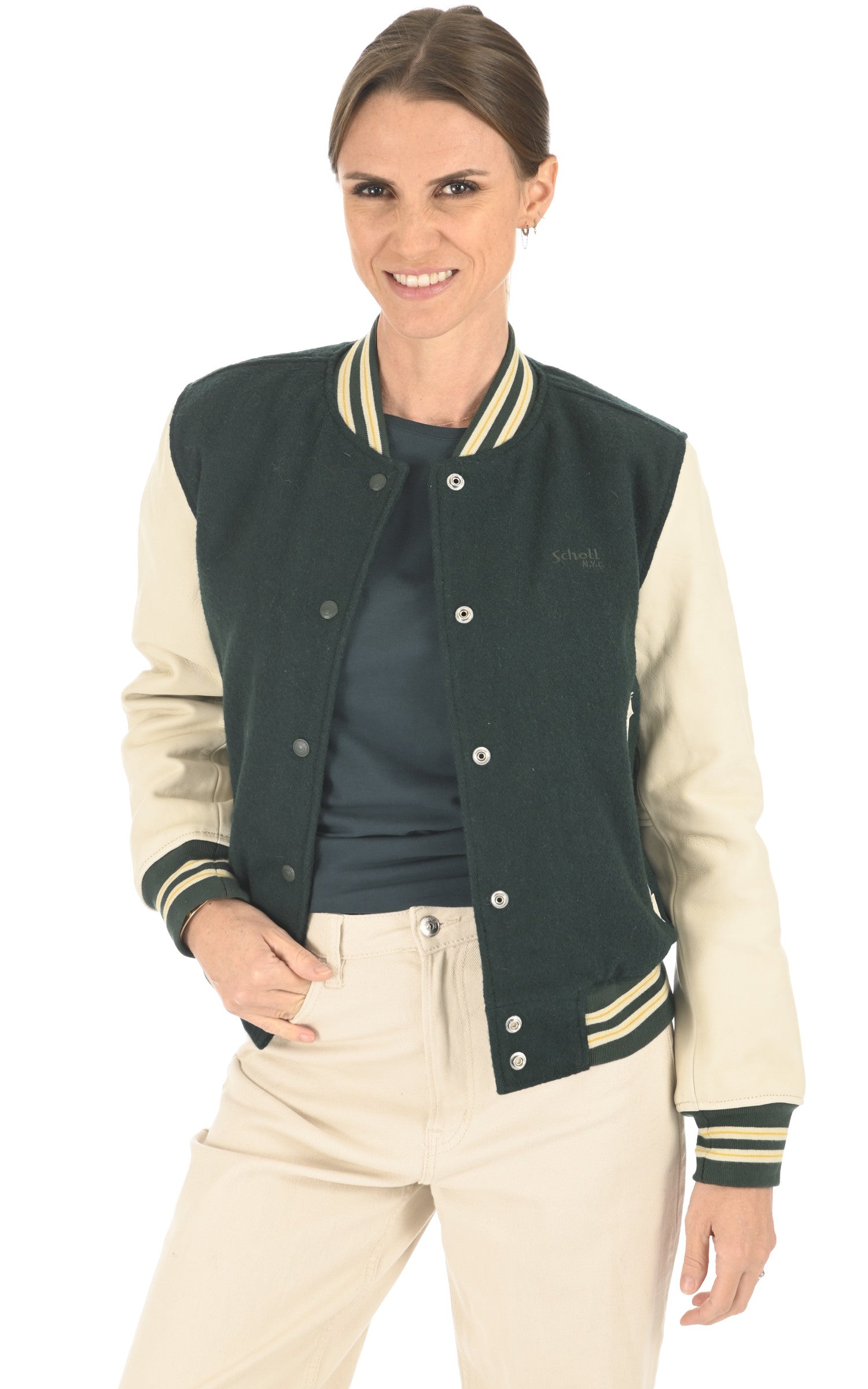 A "LCW6900" Vert Schott Blouson Femme closed photo 2