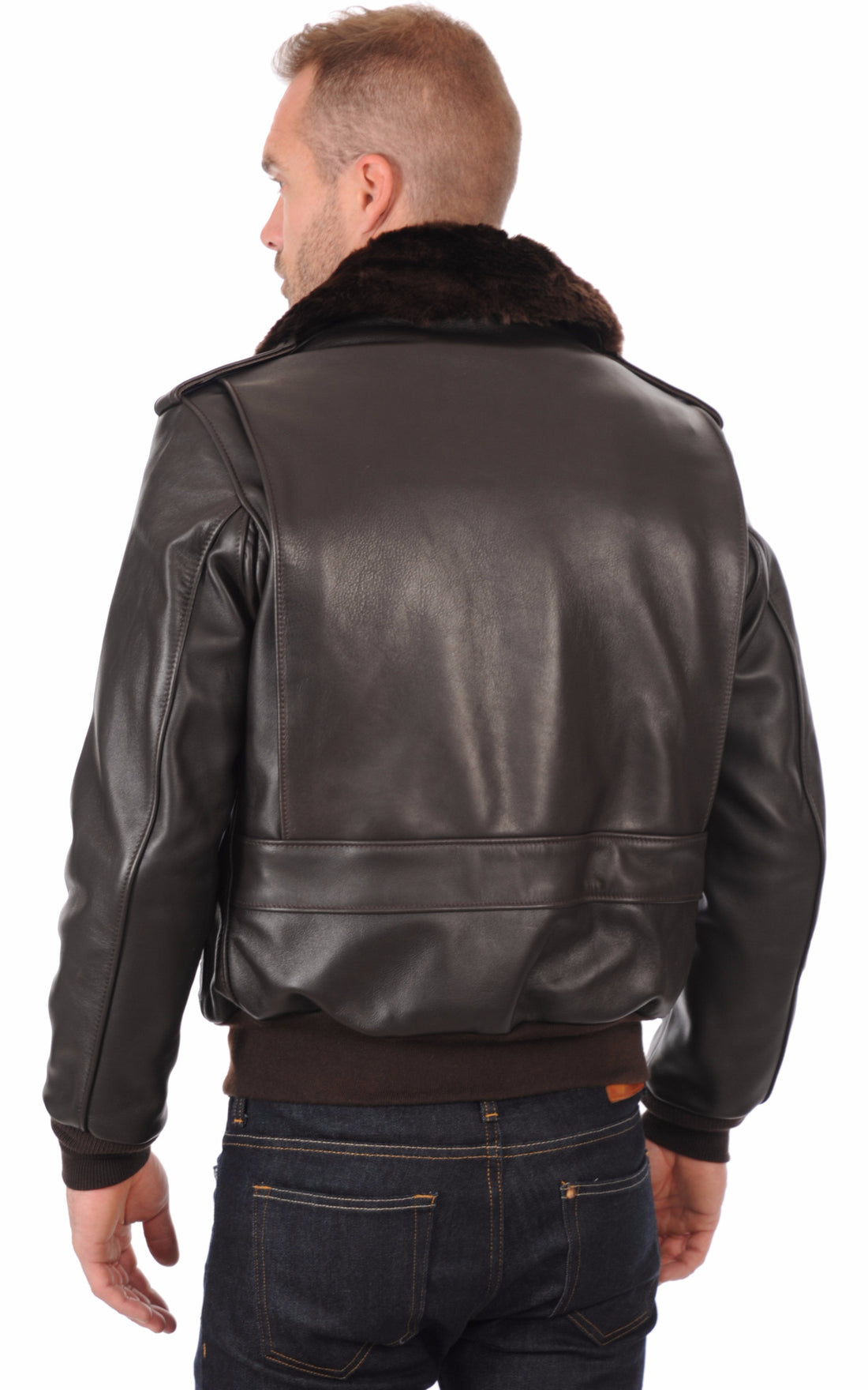 A &quot;184SM&quot; Marron Schott Blouson Homme closed photo