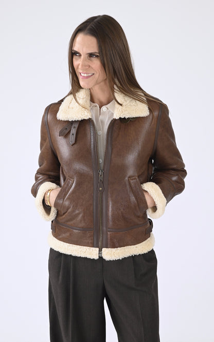 A &quot;LCW1257&quot; Mocca Schott Bombardier Femme opened photo