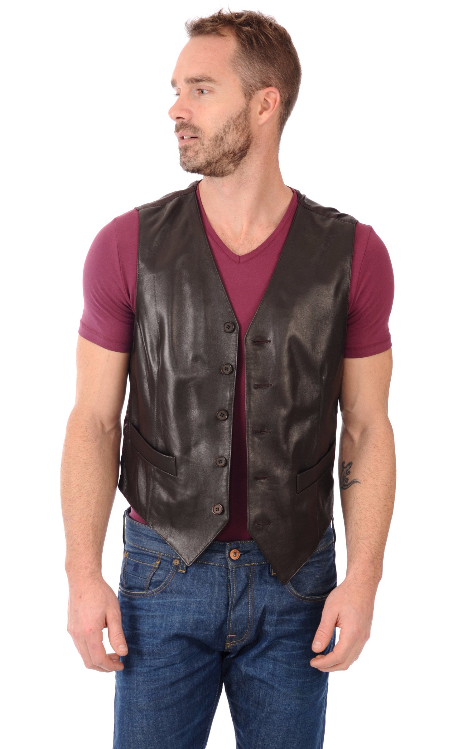 A &quot;GILET&quot; Marron La Canadienne Gilet Homme opened photo
