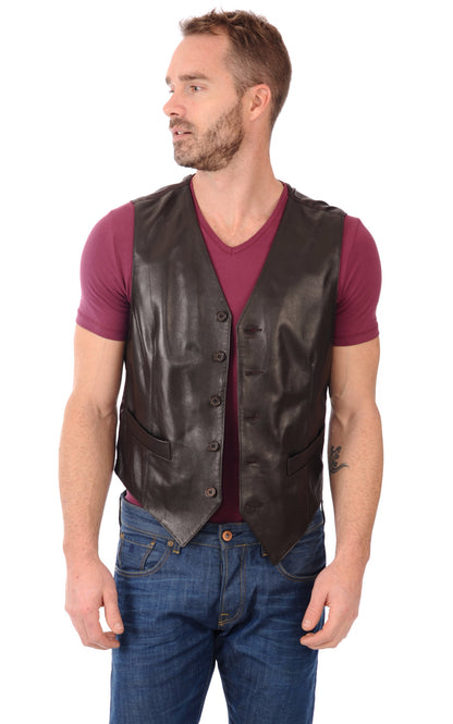 A &quot;GILET&quot; Marron La Canadienne Gilet Homme opened photo