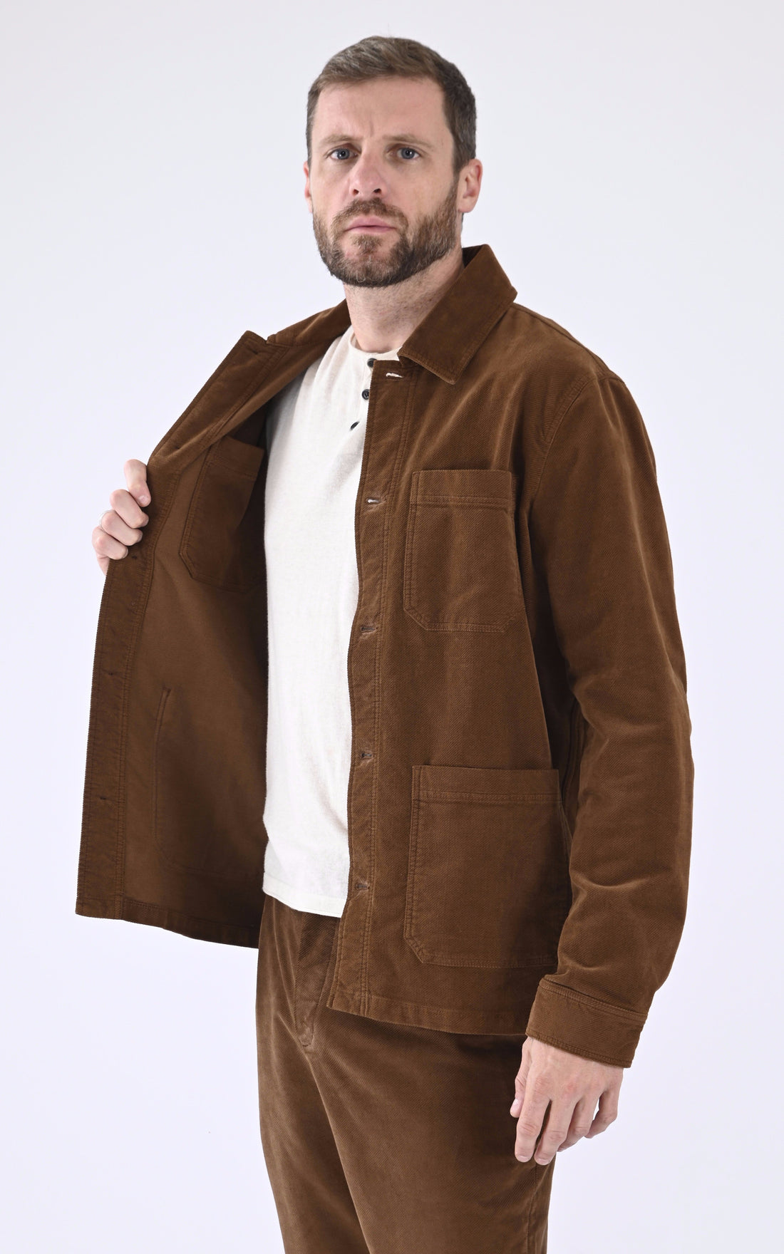 A &quot;VESTE PEINTRE V003TI120&quot; Marron Maison Standards Veste Homme opened photo