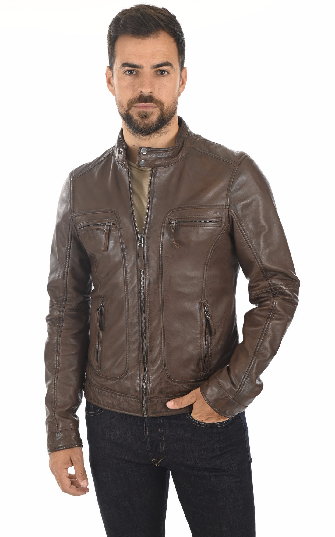 A &quot;CASEY 60901&quot; Marron Oakwood Blouson Homme opened photo