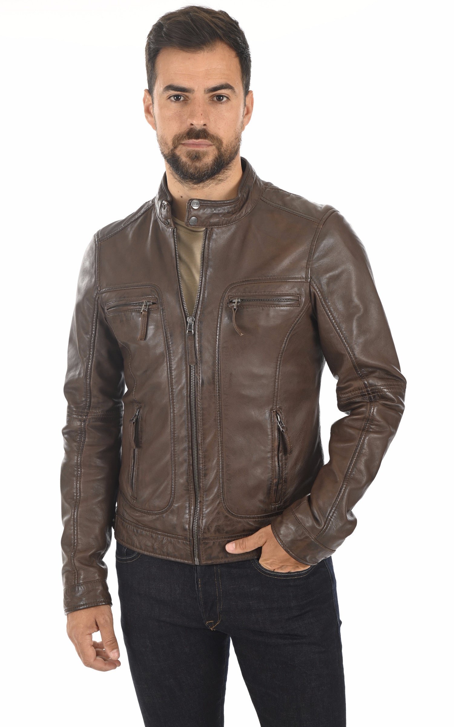 A &quot;CASEY 60901&quot; Marron Oakwood Blouson Homme closed photo