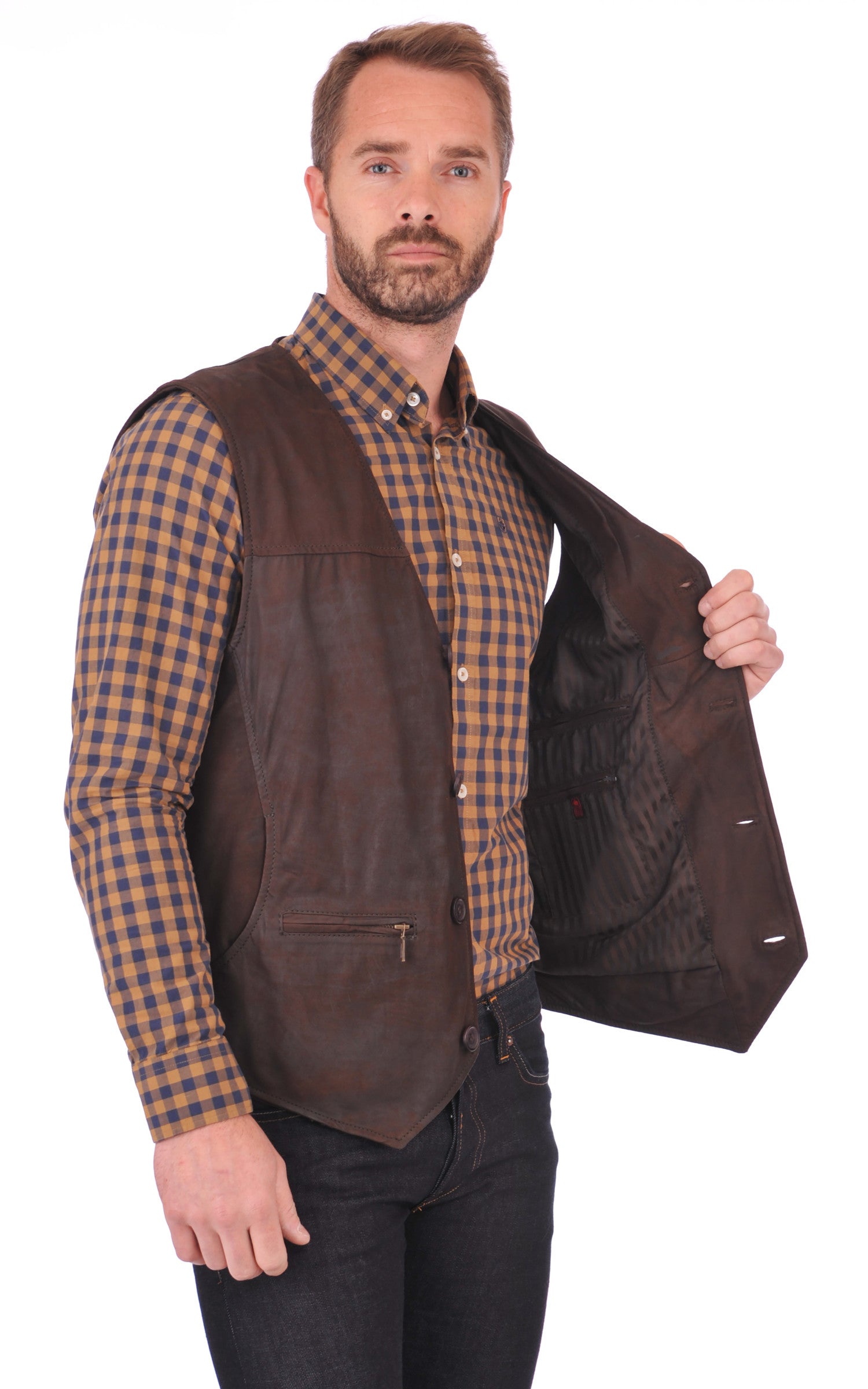 A &quot;JEVER&quot; Marron Maddox Gilet Homme interior photo 2