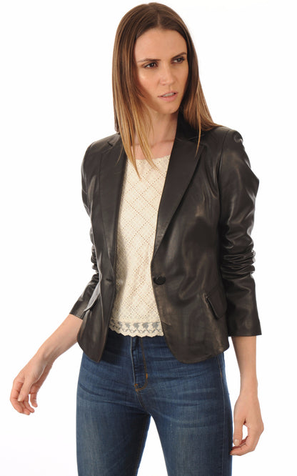 A &quot;ELVINA FF&quot; Noir La Canadienne Veste Femme opened photo