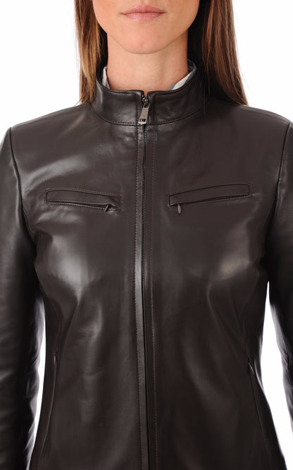 A &quot;ANY FF&quot; Marron La Canadienne Blouson Femme details photo