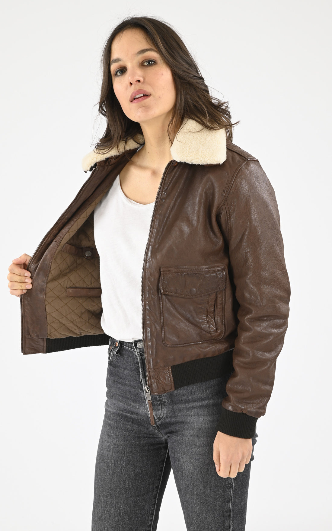 A &quot;MIRAGE&quot; Marron La Canadienne Pilote Femme opened photo