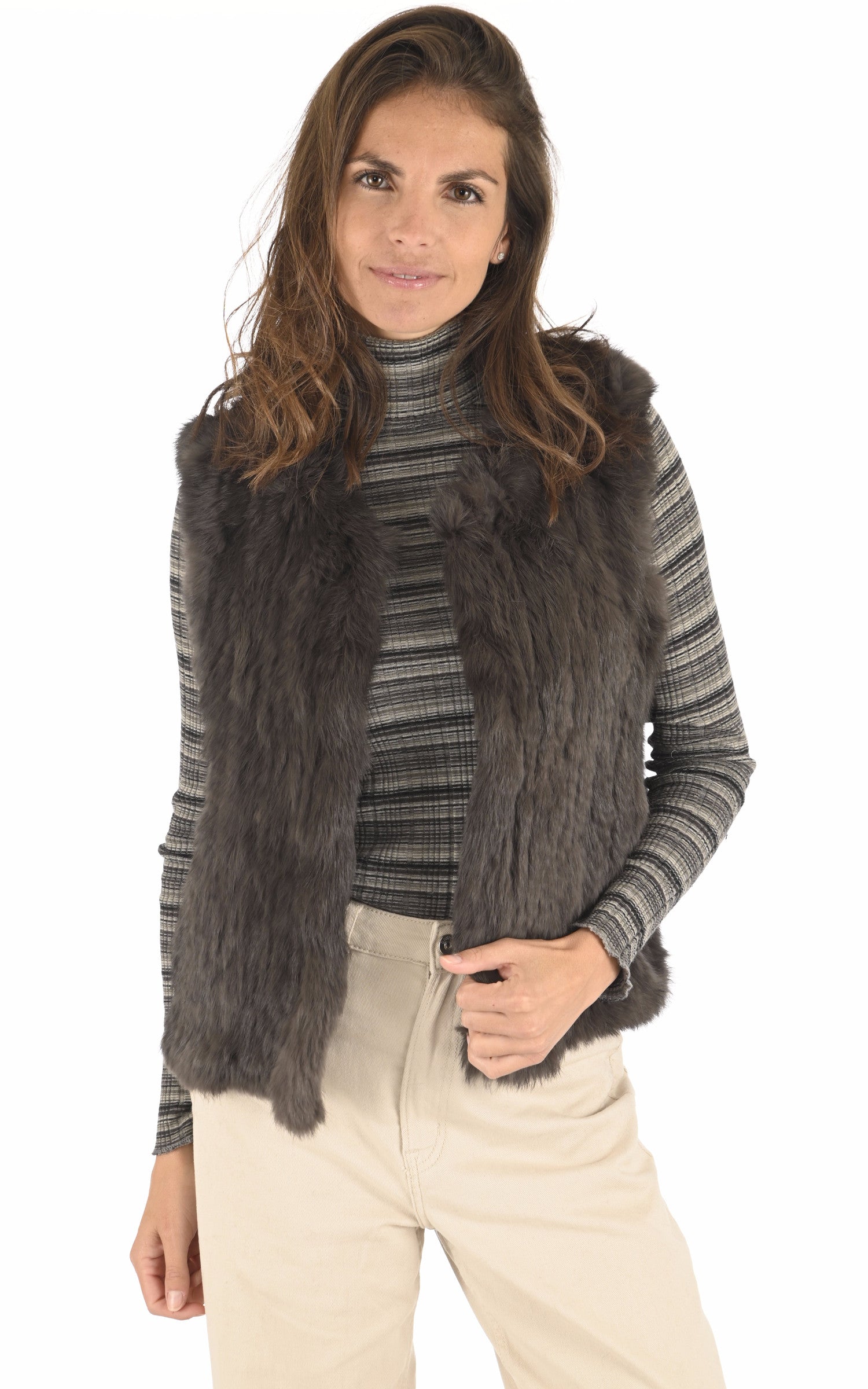 A &quot;GILET 60&quot; Marron La Canadienne Veste Femme opened photo