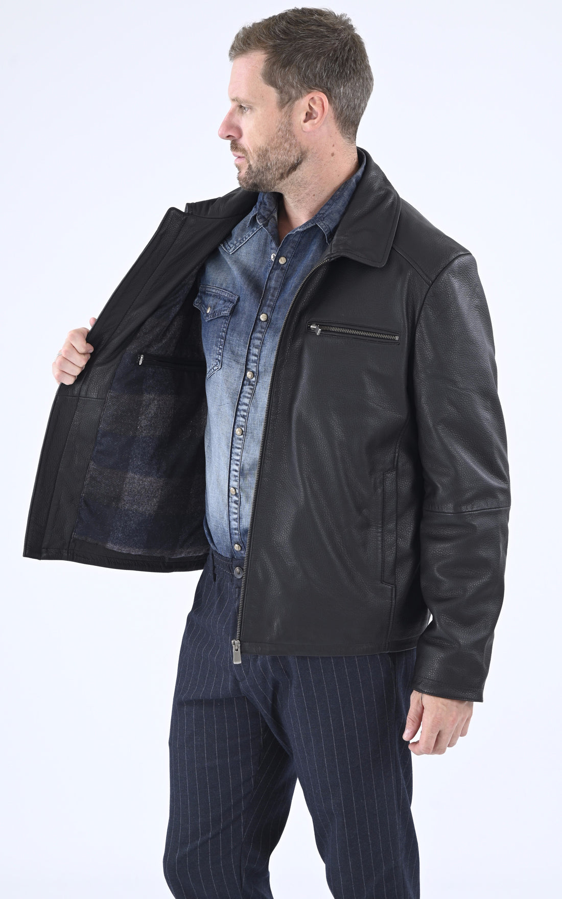 A &quot;LAZZARO-R&quot; Noir Smarty Blouson Homme opened photo