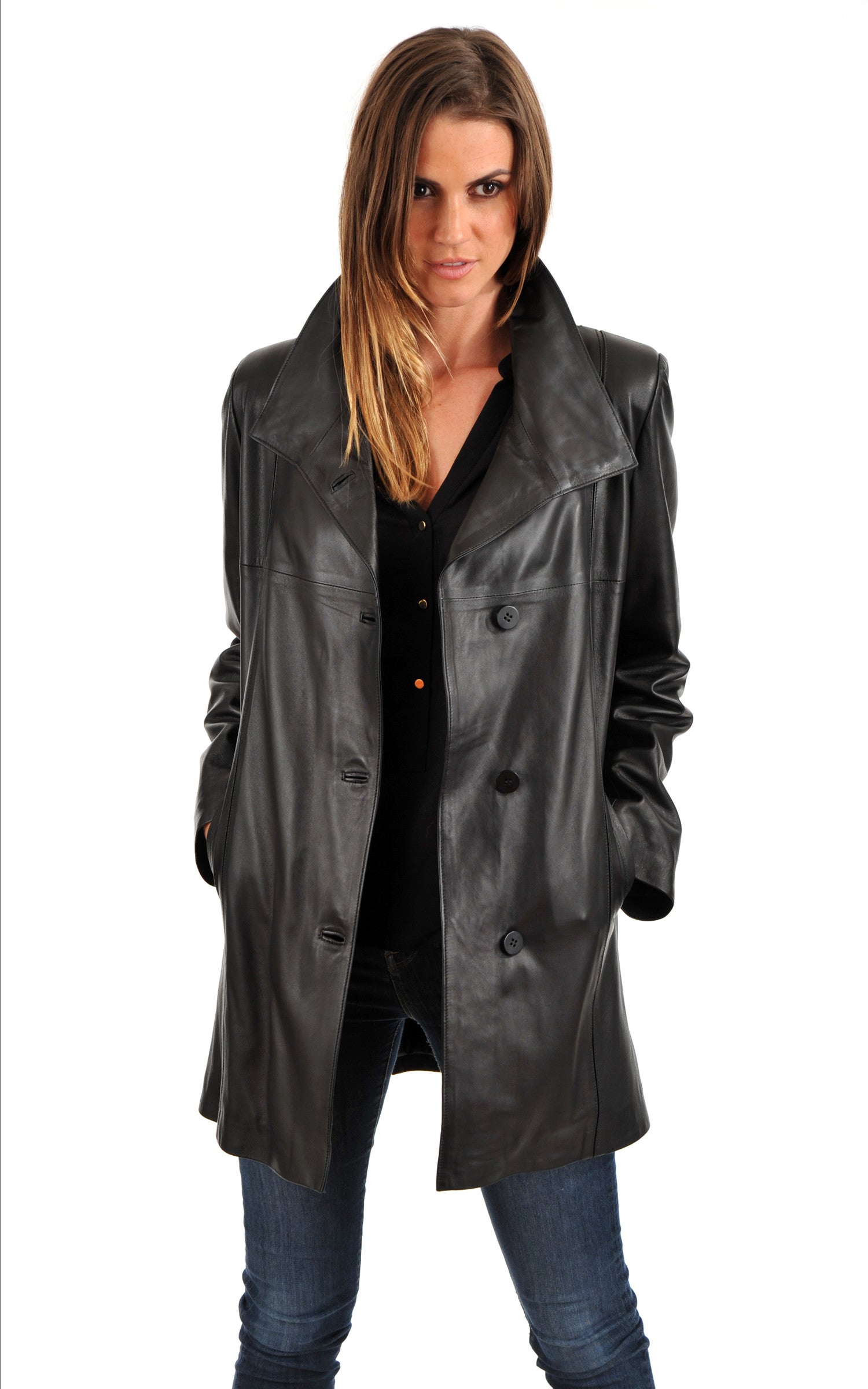 A &quot;CAROLINE&quot; Noir La Canadienne Veste Femme opened photo 1