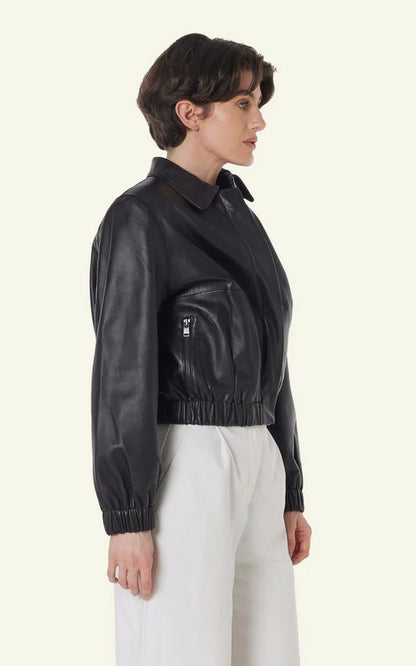 A &quot;CLOTILDE&quot; Black Serge Pariente Blouson Femme closed photo