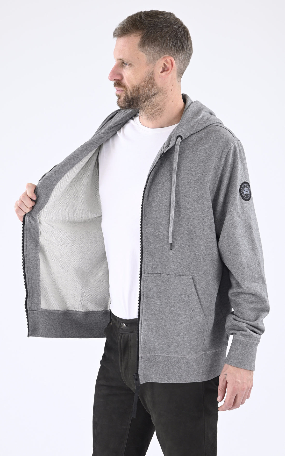 A &quot;HURON ZIP HOODY 7401MB&quot; Gris Canada Goose Pull Homme opened photo