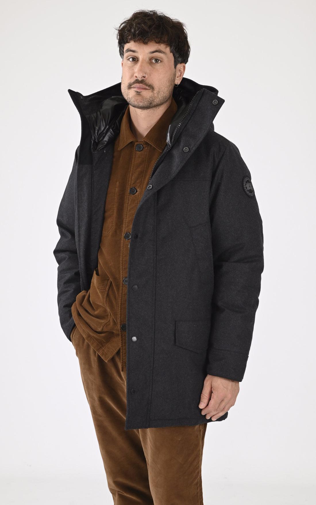 A &quot;LANGFORD WOOL 2062M1&quot; Gris Canada Goose 3/4 Doudoune Homme opened photo