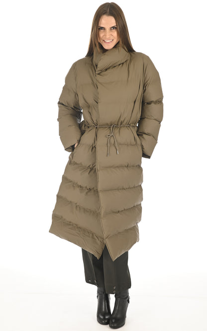 A &quot;15170 LONG PUFFER JACKET&quot; Taupe Rains Mt Doudoune Femme closed photo