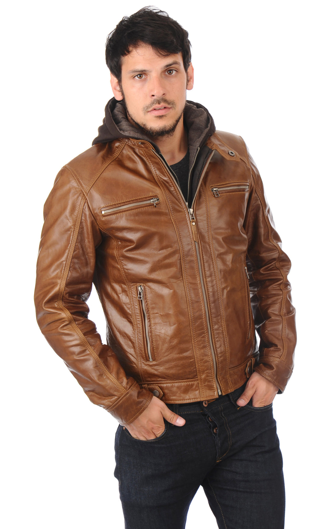 A &quot;ERIKO HOOD&quot; Cognac Serge Pariente Blouson Homme closed photo