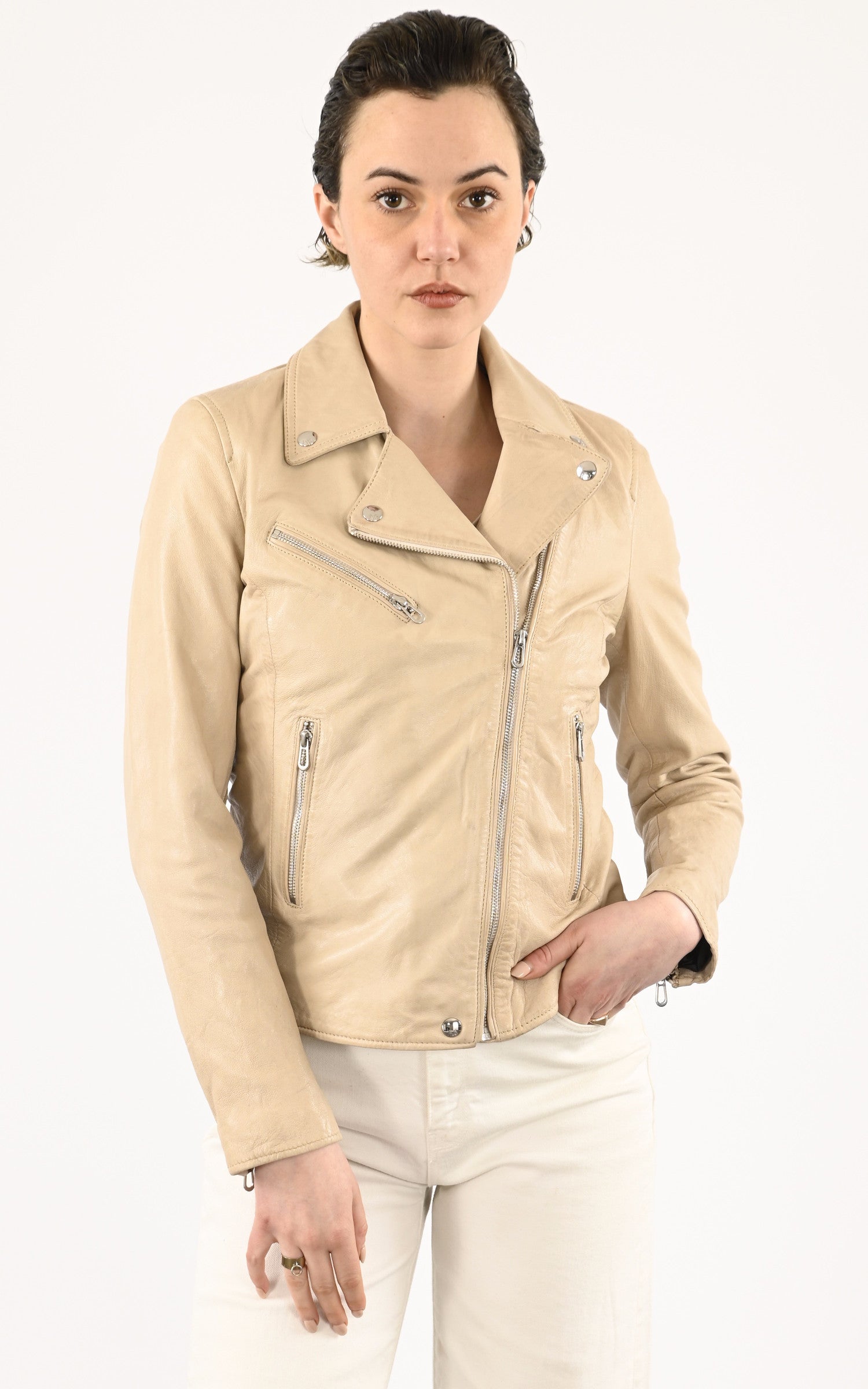 A &quot;OLYMPE 101964&quot; Ecru Rose Garden Blouson Femme closed photo 1