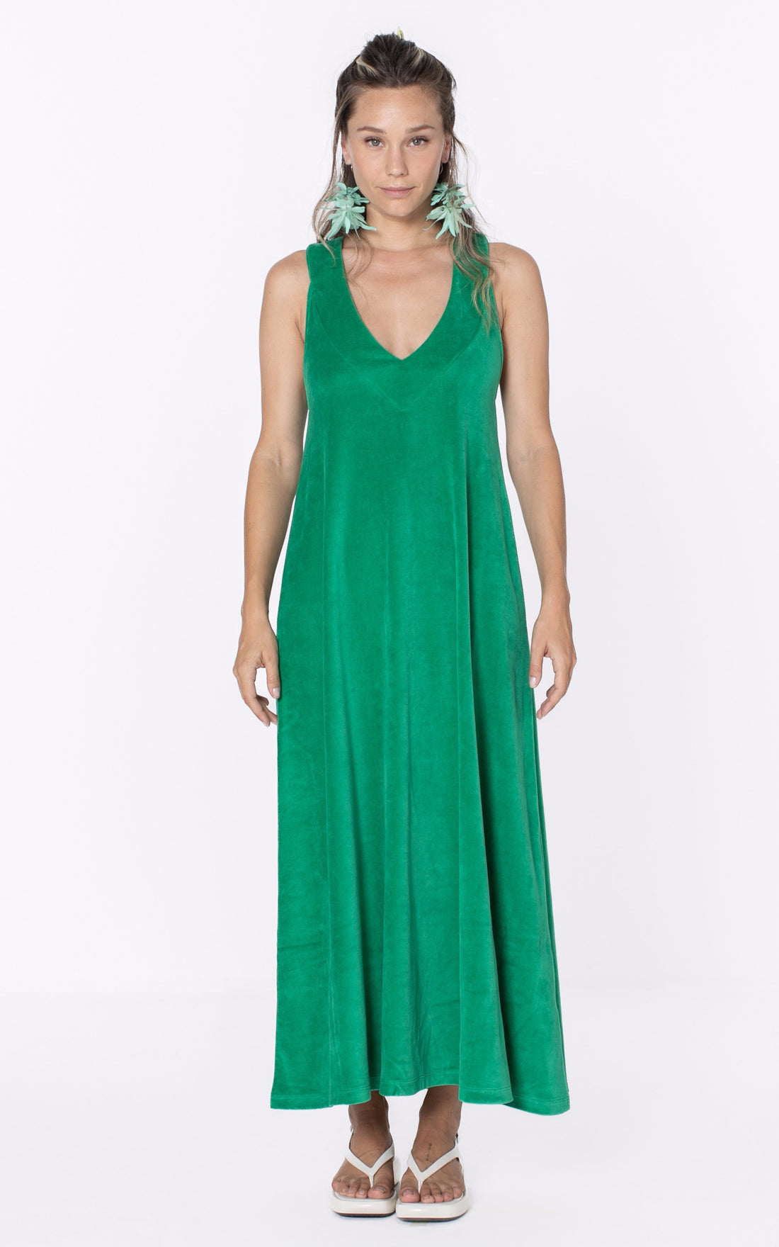 A &quot;CANNES&quot; Vert Marguerite à la plage Robe Femme opened photo