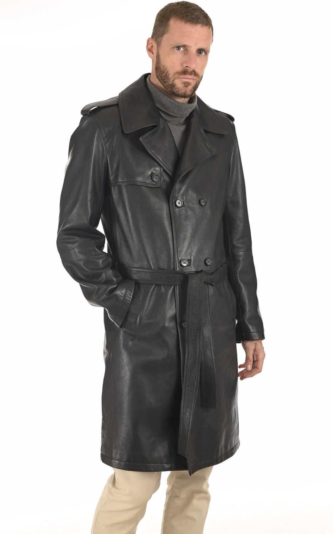 A &quot;GEORGES&quot; Noir La Canadienne Manteau Homme opened photo