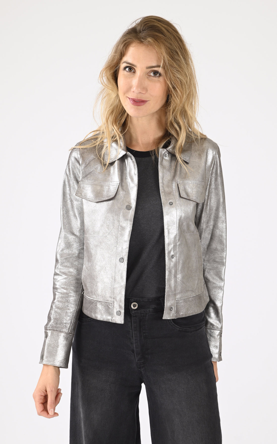 A &quot;RUBY METAL 64872&quot; Argenté Oakwood Blouson Femme closed photo