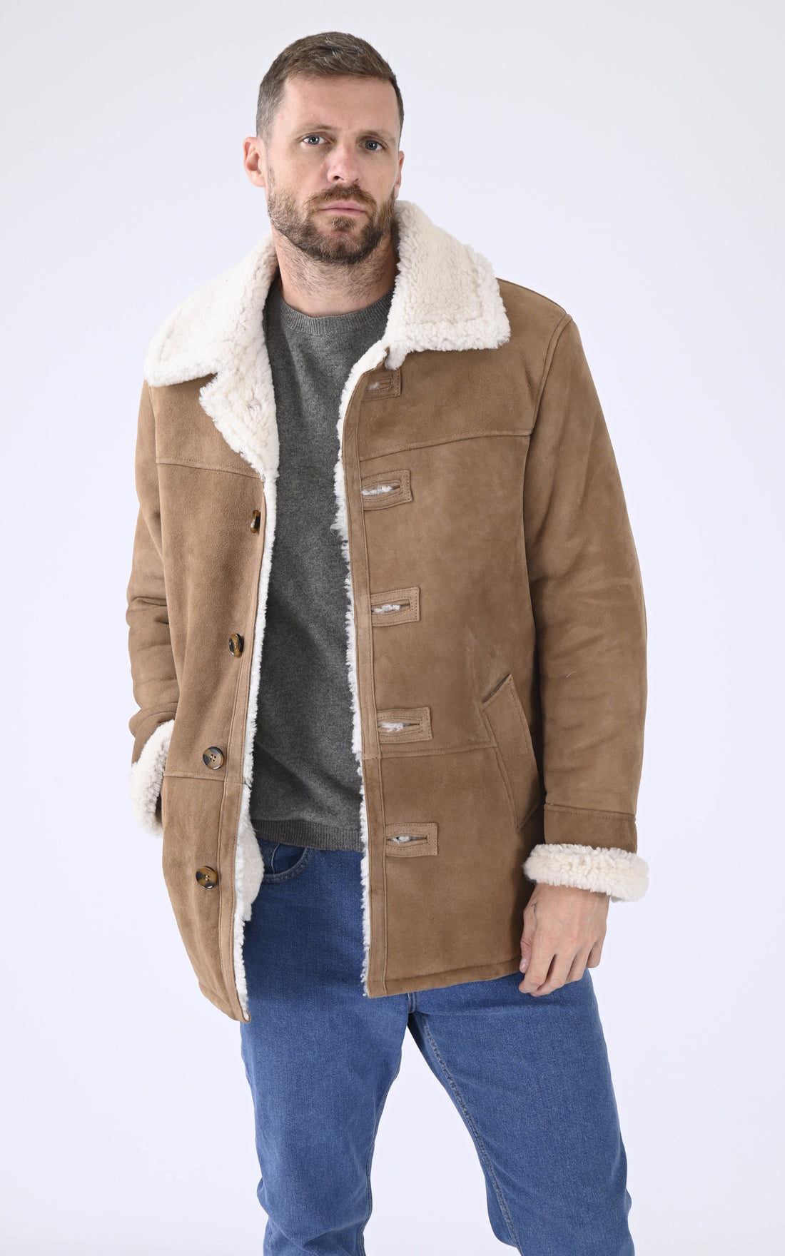 A &quot;LC HAMILTON&quot; Camel Schott Veste Homme opened photo