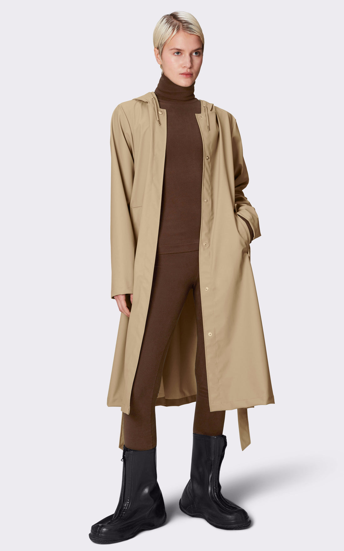 A &quot;12040 A-LINE LONGER&quot; Beige Rains 7/8 Femme opened photo