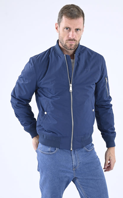 A &quot;AIRKRAFT&quot; Bleu Marine Schott Blouson Homme closed photo