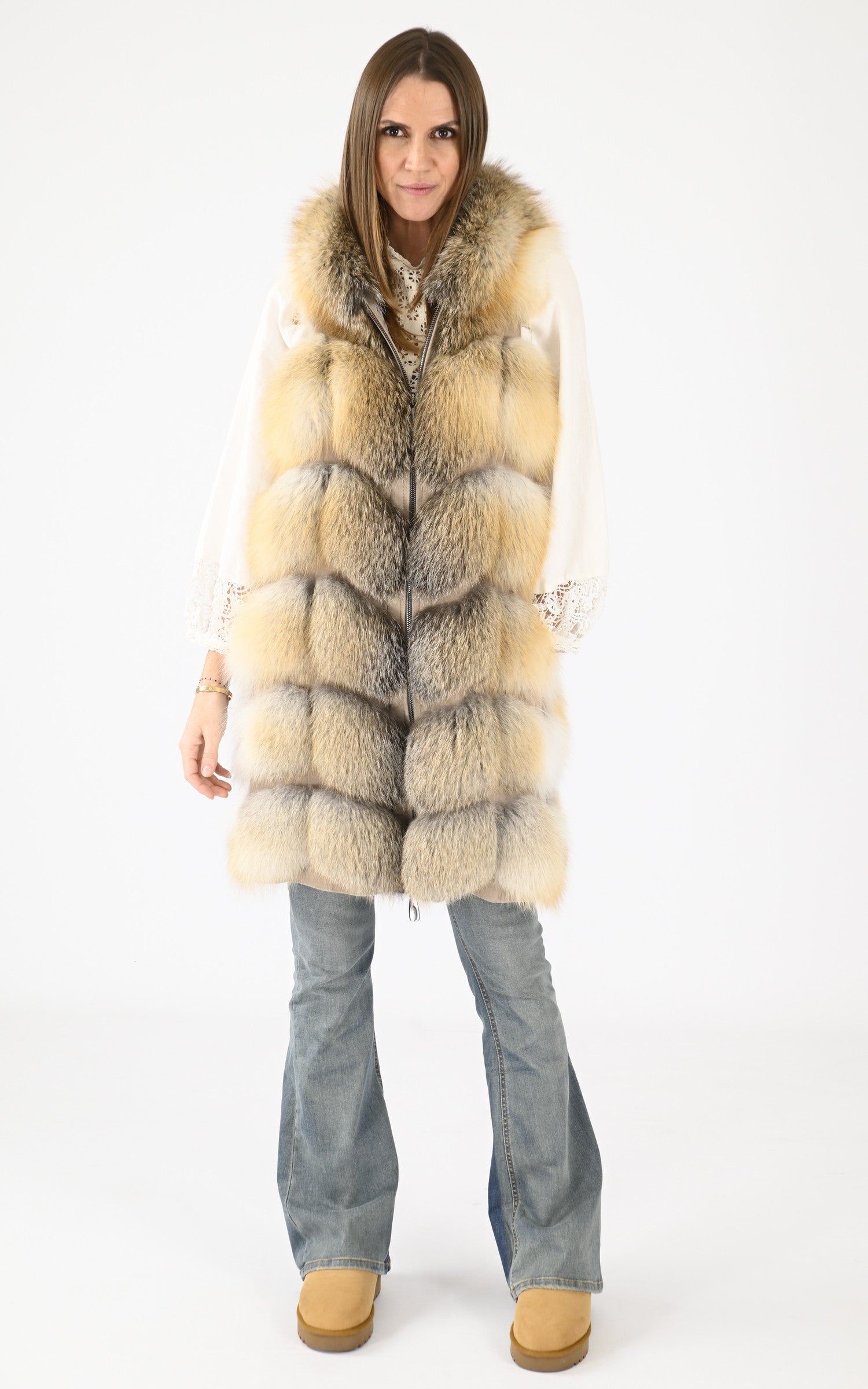 A &quot;1619 86 CM&quot; Beige Manakas Gilet Femme closed photo 2