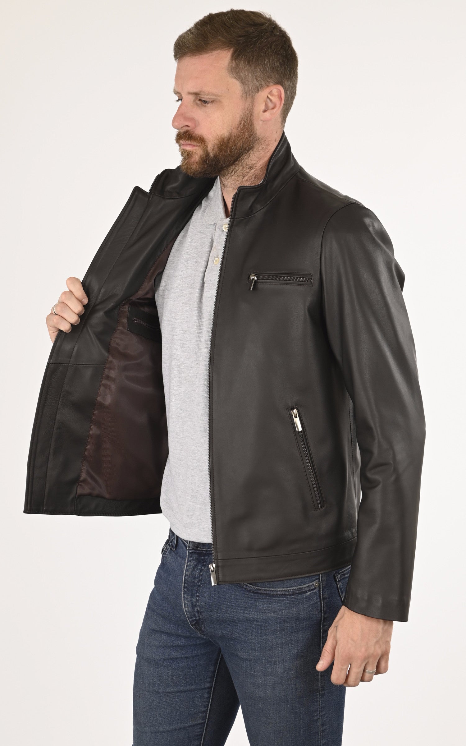 A &quot;TRENDY&quot; Marron La Canadienne Blouson Homme interior photo 3