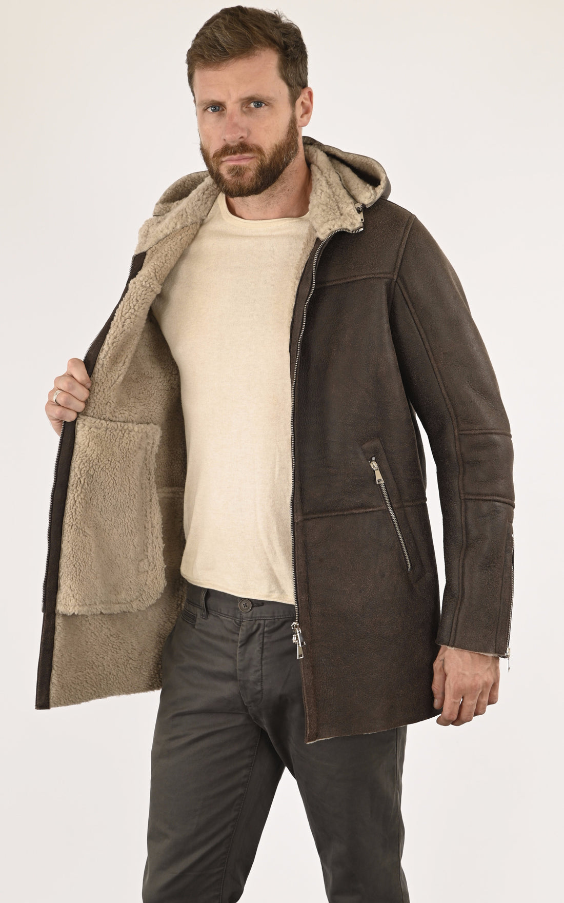 A &quot;DF795&quot; Marron La Canadienne 3/4 Homme opened photo