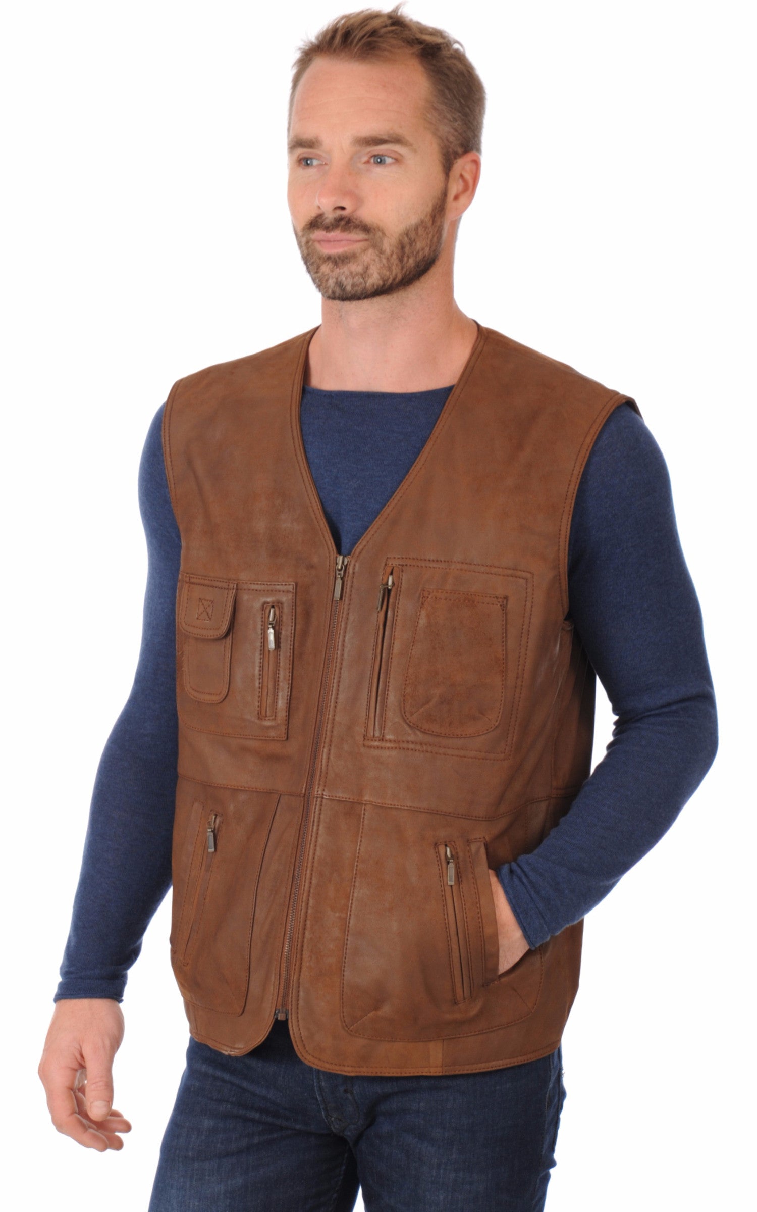 A &quot;GERO&quot; Marron Maddox Gilet Homme closed photo 2