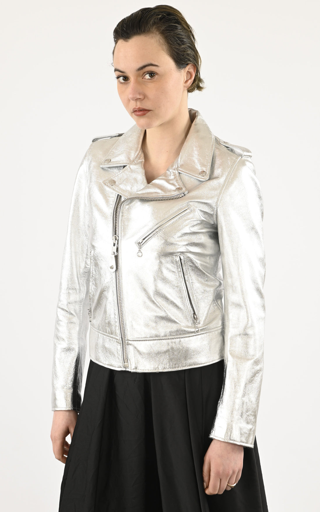 A &quot;LCW1601D&quot; Silver Schott Perfecto Femme closed photo