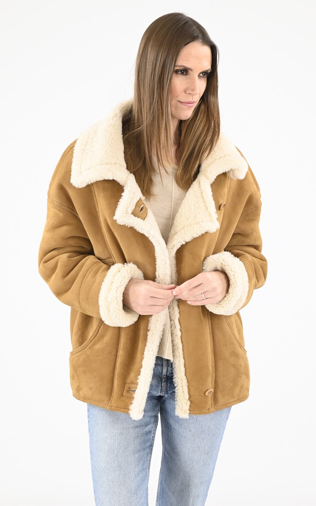 A &quot;CORALIE&quot; Beige La Canadienne Veste Femme opened photo