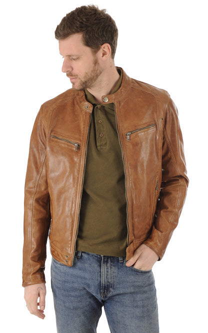 A &quot;DUSTIN 100233&quot; Cognac Daytona 73 Blouson Homme opened photo