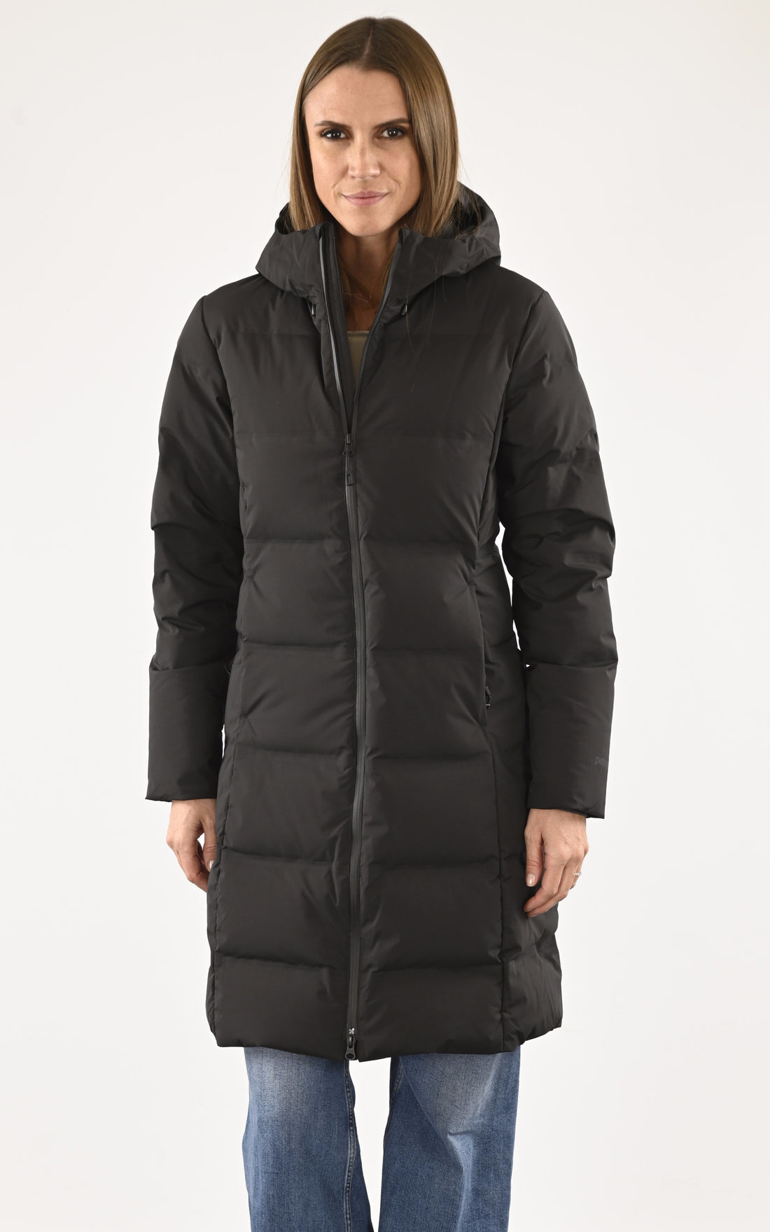 A &quot;JACKSON GLACIER PARKA&quot; Noir Patagonia 3/4 Parka Femme opened photo