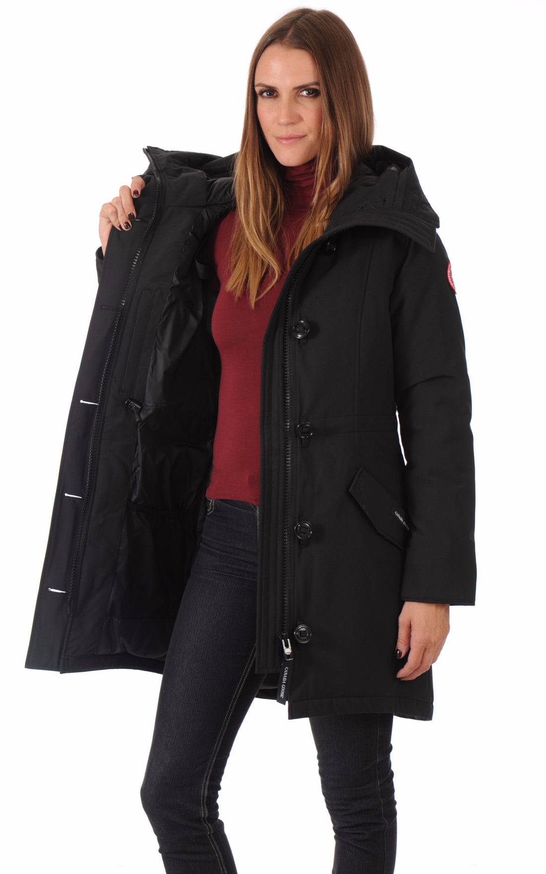 A &quot;ROSSCLAIR 2580L&quot; Noir Canada Goose 3/4 Doudoune Femme opened photo