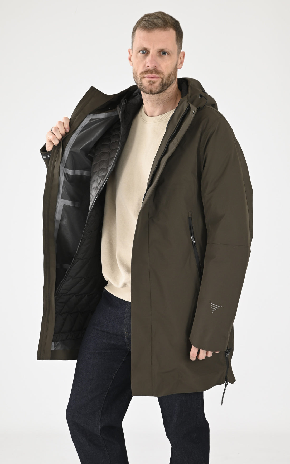 A &quot;PLANCK QM481&quot; Kaki Krakatau 3/4 Parka Homme opened photo
