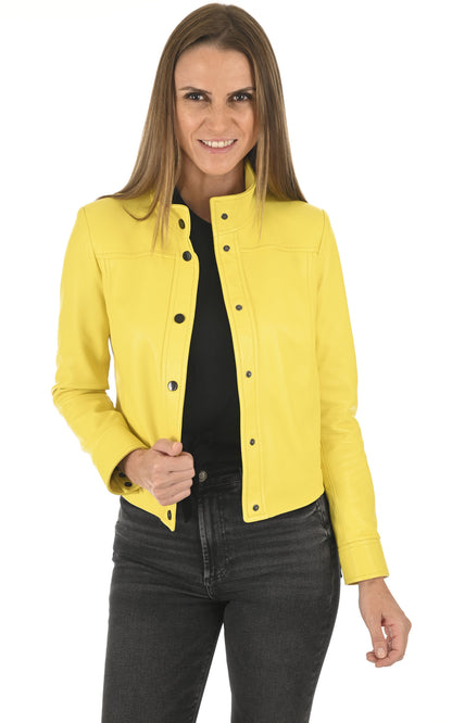 A &quot;ADRIENNE FF&quot; Jaune La Canadienne Veste Femme opened photo
