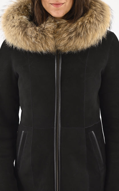 A &quot;BASE 85&quot; Noir La Canadienne Veste Femme details photo