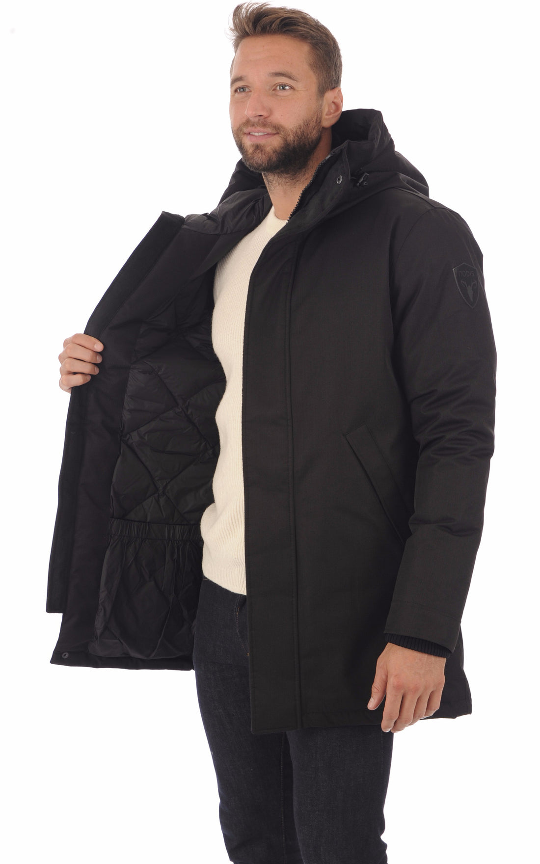 A &quot;PIERRE&quot; Noir Nobis 3/4 Doudoune Homme opened photo