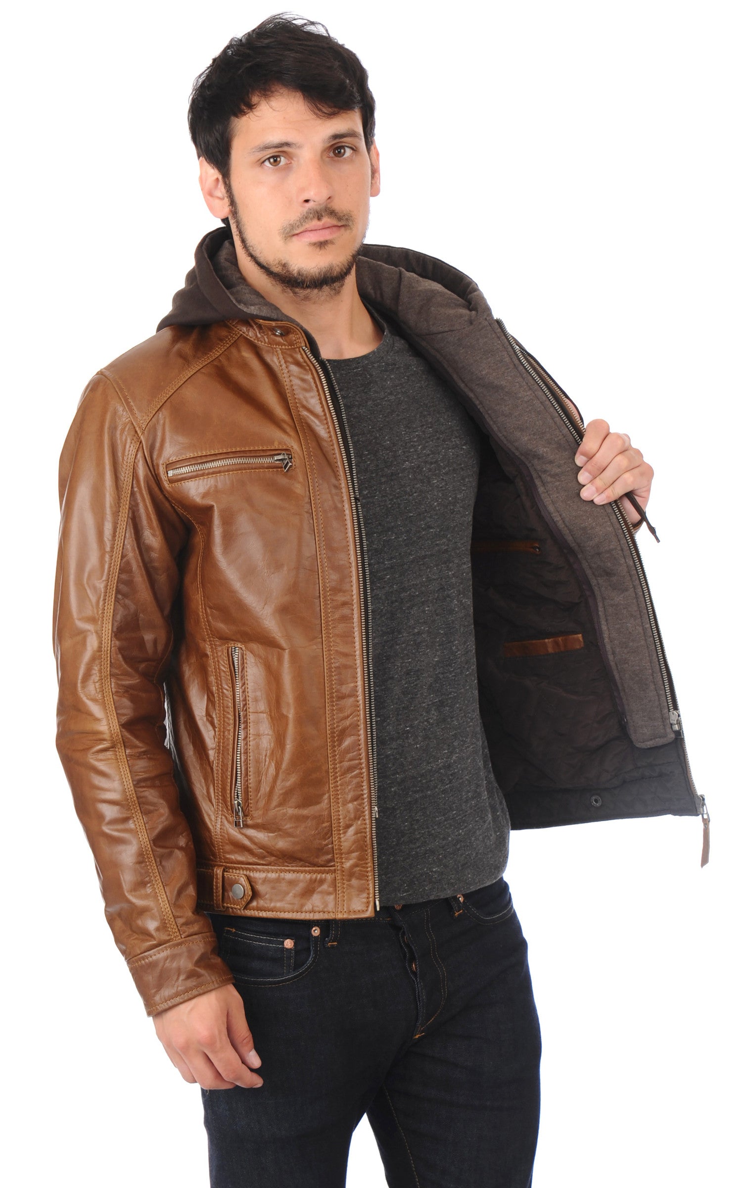A &quot;ERIKO HOOD&quot; Cognac Serge Pariente Blouson Homme interior photo 3