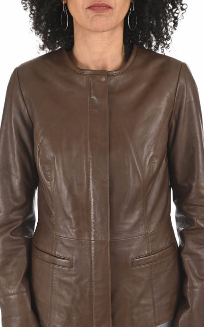 A &quot;BENICE&quot; Marron La Canadienne Veste Femme details photo