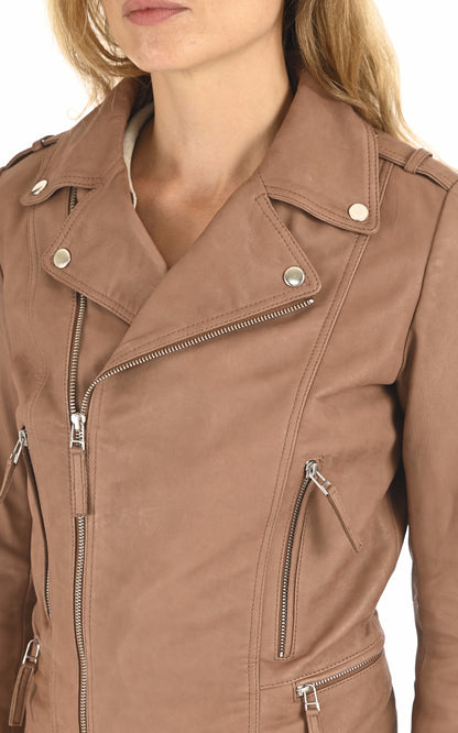 A &quot;NAINA&quot; Camel La Canadienne Blouson Femme details photo