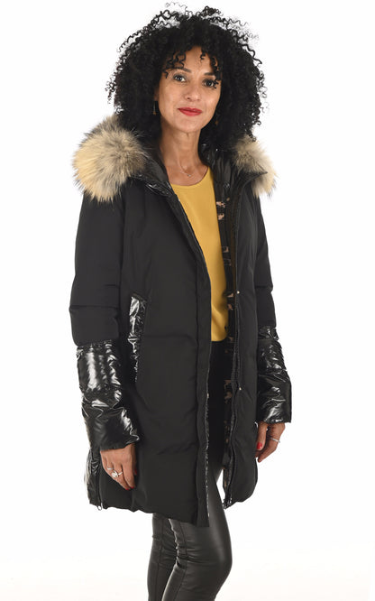 A &quot;KATRIN&quot; Black Flo&amp;Clo 3/4 Doudoune Femme opened photo