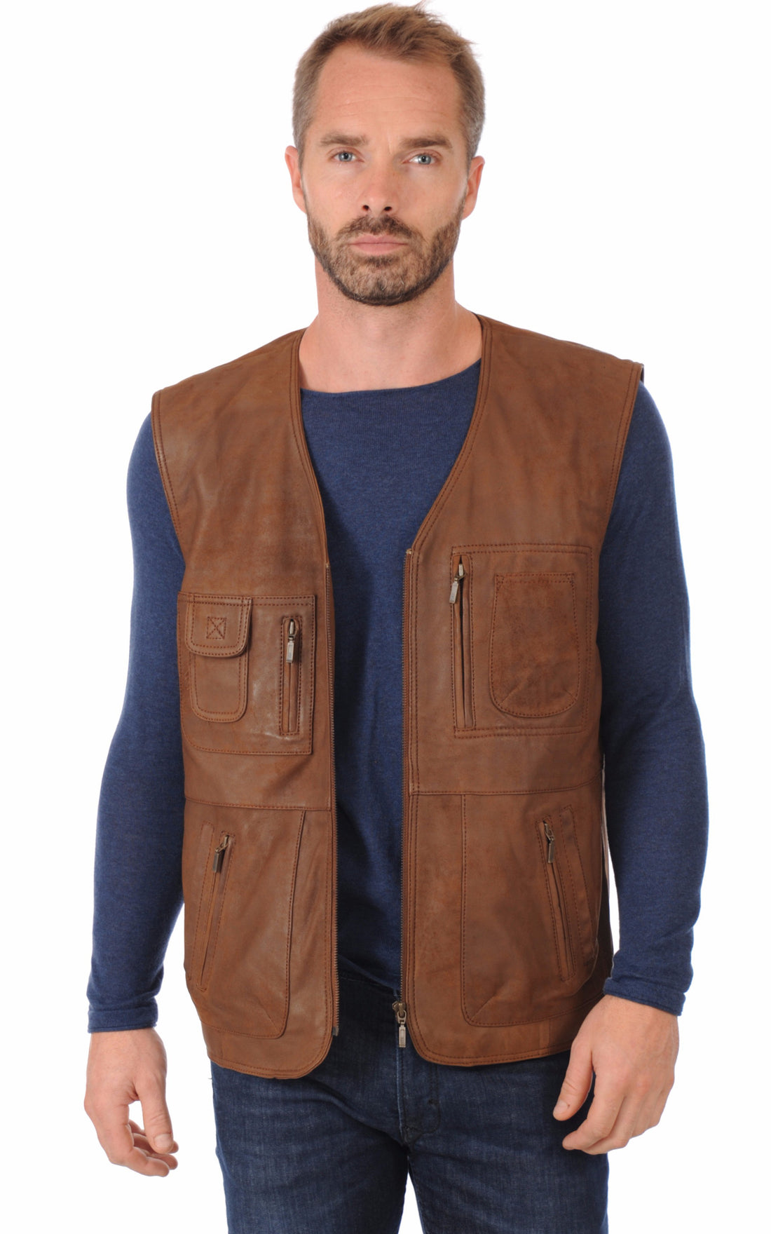 A &quot;GERO&quot; Marron Maddox Gilet Homme opened photo