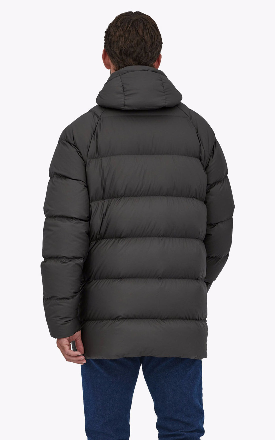 A &quot;SILENT DOWN PARKA&quot; Black Patagonia 3/4 Parka Homme opened photo