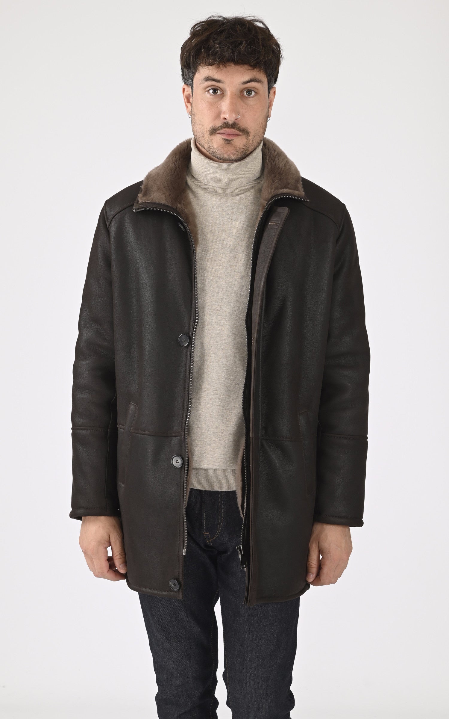 A &quot;GUILLAUME&quot; Marron La Canadienne 3/4 Homme opened photo 1
