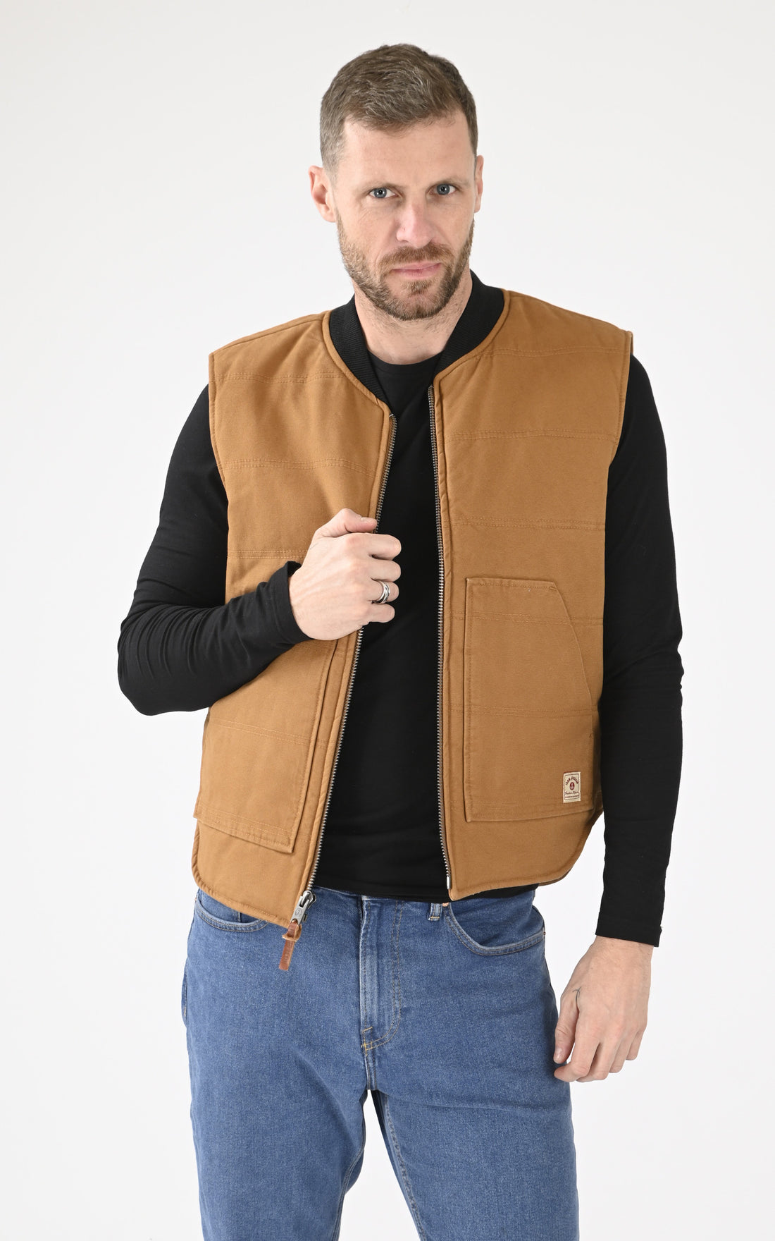 A &quot;WORK 102093&quot; Cognac Iron&amp;Resin Gilet Homme opened photo